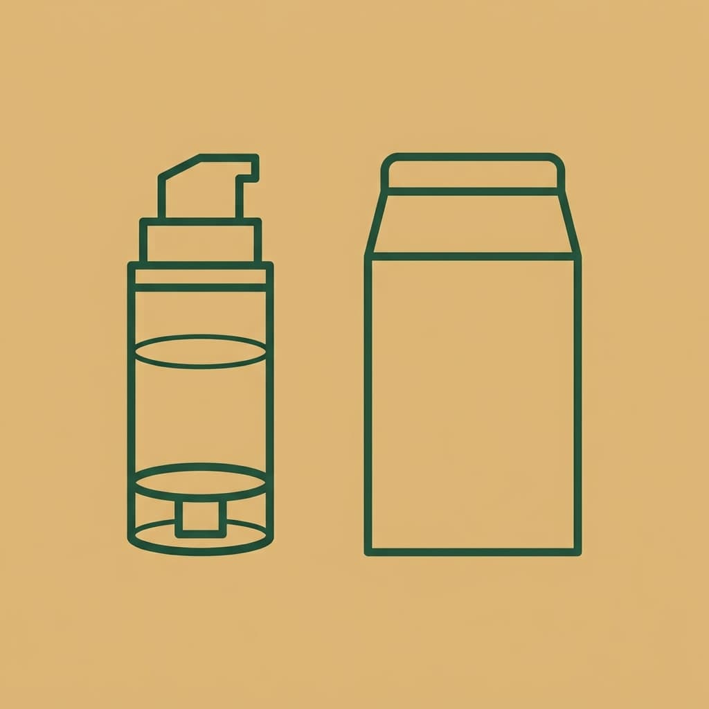 Airless pump bottle and carton
